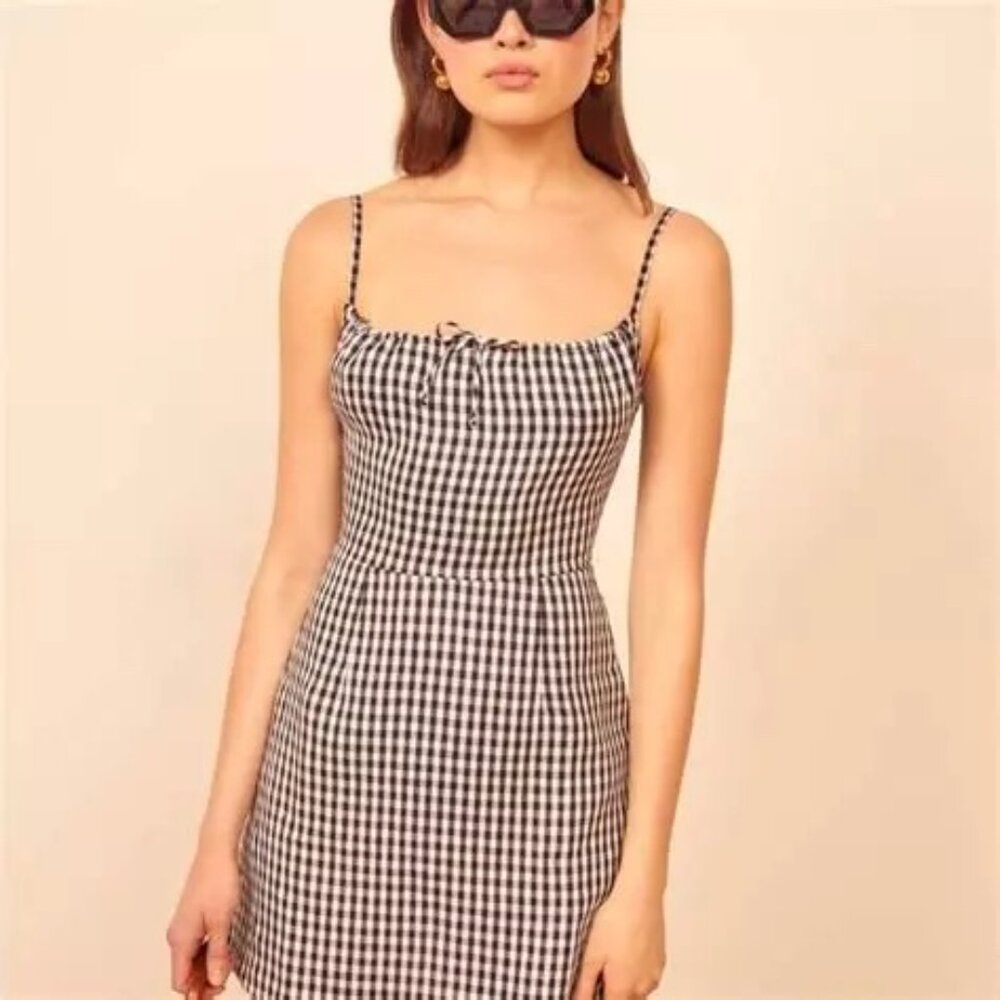 Reformation Violaine Linen Gingham Dress